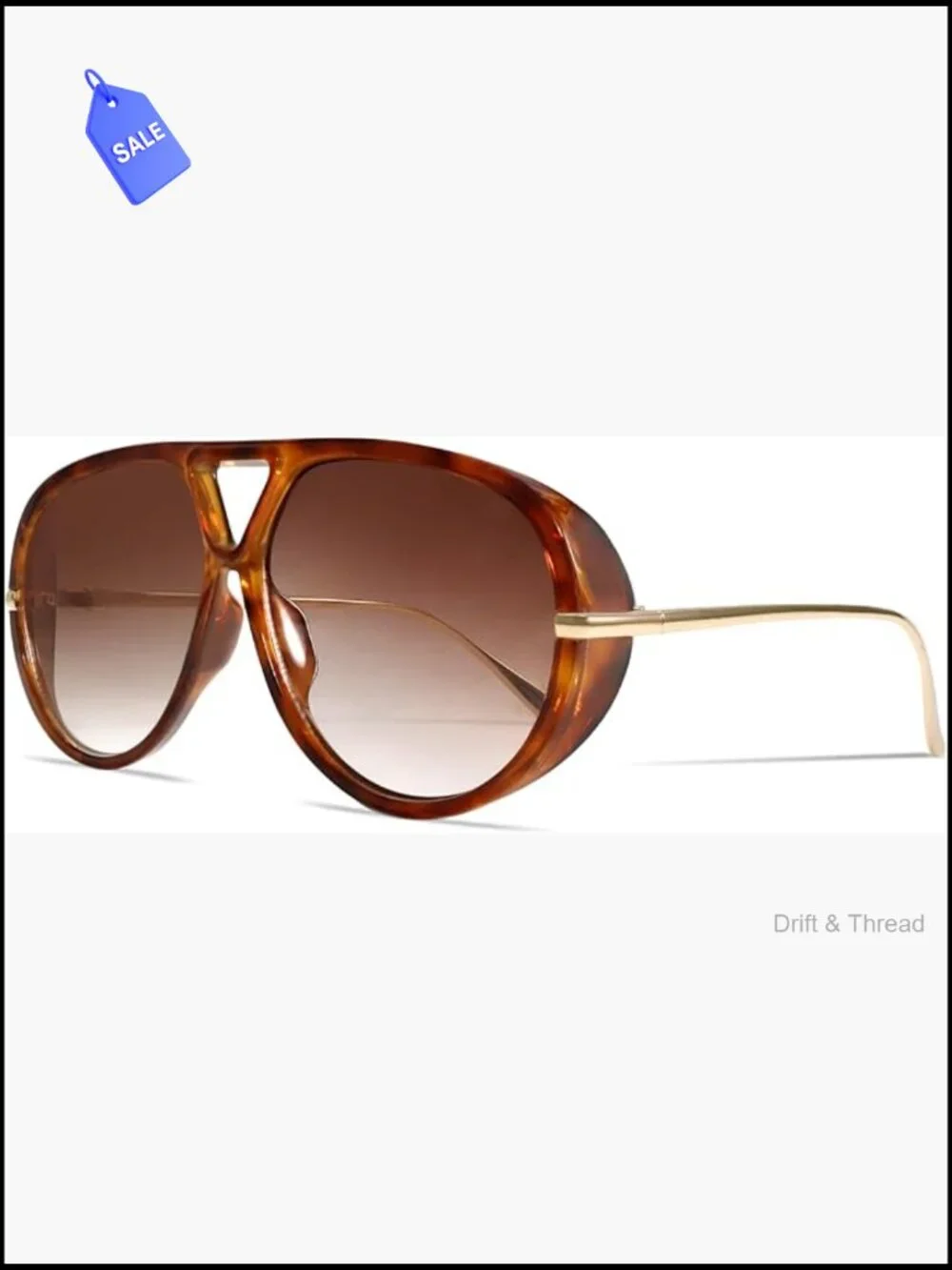 Retro Oversized Gold Metal Aviator Sunglasses UV Protection